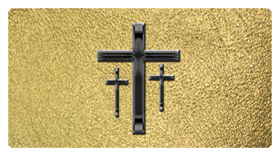 DSC700 517 BK SH GD Black 3 Crosses Shimmer Gold Background